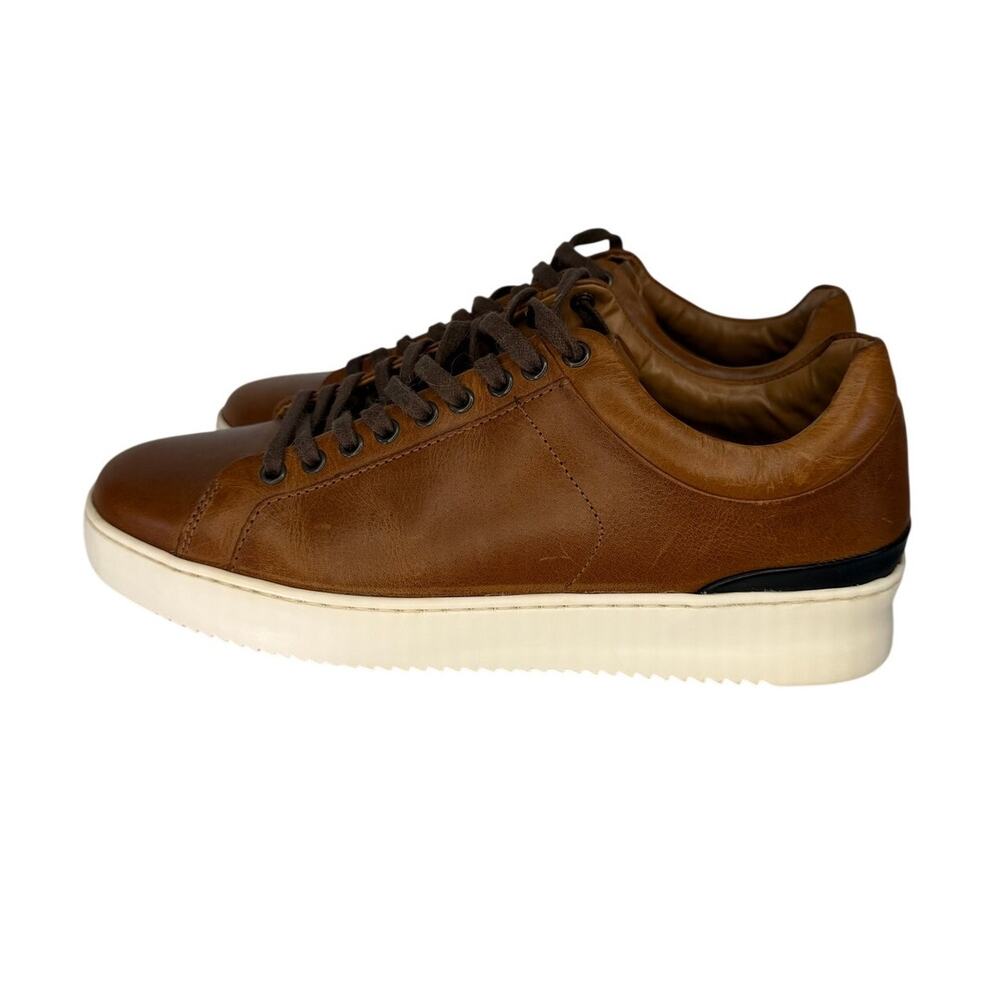 Franco Fortini Boys Size 8.5 Cognac Brown Leather Low Top Sneakers